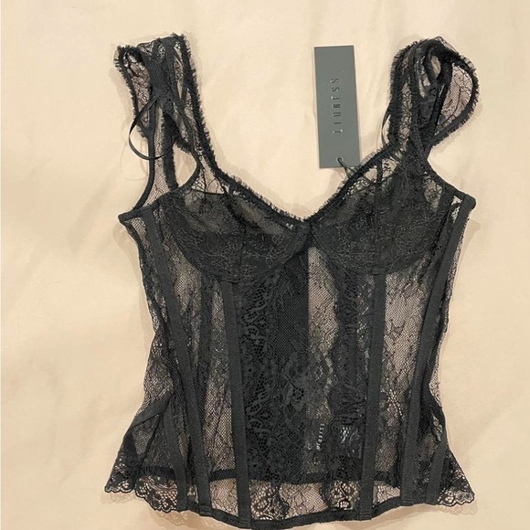 Princess Polly Tops - Black Lace Corset Top